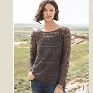 Garnet Hill Long-Sleeve Lace Top Size 16 MSRP $78